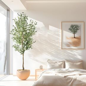 7FT Artificial Olive Tree Faux Olive 1656Leaves and 92Fruits with Pot for Home Decor Indoor Gift 1Pack