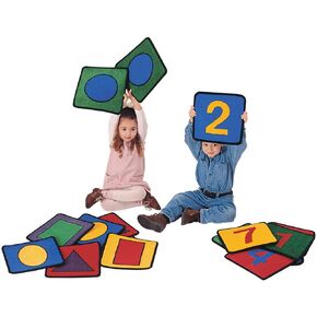 Carpets for Kids KID$Value PLUS 920 Shapes and Numbers Seating12in Squares Set of 20 Multi Color