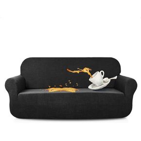 Stretch Loveseat Cover Water-Repellent Couch Covers Dog Cat Pet Proof Sofa Love-seat Slipcovers Protectors (Loveseat, Black)
