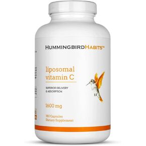 Liposomal Vitamin C 1600mg, High Absorption Vitamin C for Immune Support, Fat Soluble VIT C Antioxidant Supplement for Collagen Synthesis, Joint Support & Skin Appearance, 180 Vegan Capsules