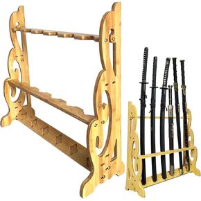 Katana Sword Stand | Vertical Sword Stand Display 10-Layer Samurai Sword Holder Wooden Display Stands Large Multilayer Swords Rack Floor Standing Lightsaber Martial Arts Anime Shelves Sword Hangers