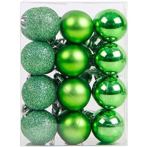 lasenersm 24 Pieces 1.18"/3cm Shatterproof Christmas Ball Ornaments Packed in Plastic Barrel Shatterproof Christmas Tree Balls Ornament Use for Christmas Small Tree Wedding Birthday Green