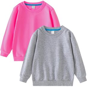 2-Pack Unisex Kids Crewneck Sweatshirt Long Sleeve Cotton Pullover Tops For Boys and Girls(Thin) in Saudi Arabia