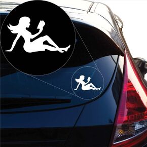 Yoonek Graphics Smart Woman Mudflap Reading a Book Decal Sticker for Car Window, Laptop and More # 974 (4" x 7.2", White)