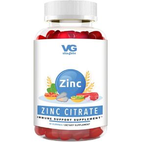 VitaGlobe Zinc Citrate 50mg Gummies - Supports Healthy Skin and Immune Booster, 96 Count (Pack of 2)