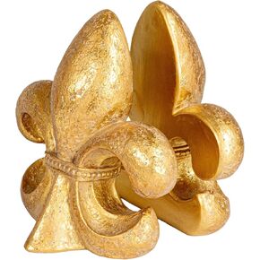 Creative Co-Op Decorative Fleur de Lis Resin Bookends, Gold