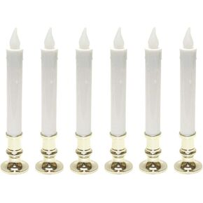 Gerson 9 inch battery operated candolier candle lamp with timer,Aluminum, 6 pack
