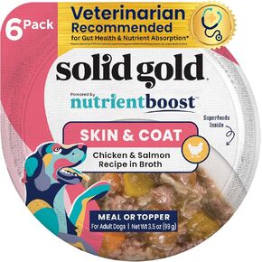 Solid Gold WET FUNCTIONAL DOG, SKIN & COAT, CHICKEN & SALMON, 3.5oz Pack of 6