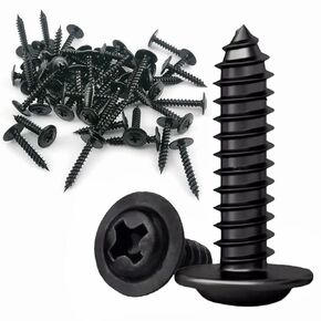 #8 × 1" Black Wood Screws,125PCS Phillips Modified Truss Flat Head Wood Screws, Quick Metal Self Tapping Screws