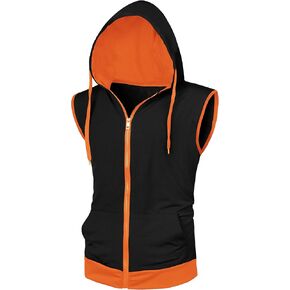 Lars Amadeus Men's Hoodies Sleeveless Vest Slim Fit Lightweight Zipper Gym Tank Top