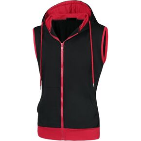Lars Amadeus Men's Hoodies Sleeveless Vest Slim Fit Lightweight Zipper Gym Tank Top