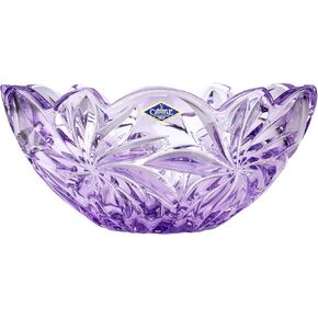Bohemia Crystal AU52673 11.25" Bowl «FLORA» 28 cm, Decorative Bowl, Fruit Bowl, Centerpiece, Amethyst