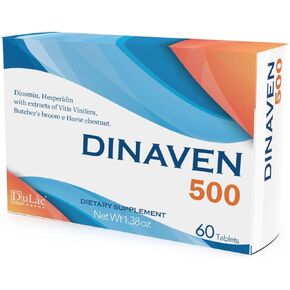 دولاك - دينافين 500 ديوسمين هيسبيريدين 500 مجم مكمل غذائي 60 قرص، غني بمستخلص كستناء الحصان ومكنسة الجزار