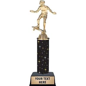 11" Skateboard Rider Trophies - Black Midnight Skateboard Rider Trophy Awards Prime