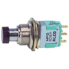 TE CONNECTIVITY/ALCOSWITCH MPG106F Switch, PUSHBUTTON, SPDT, 6A, 125VAC, Solder Lug
