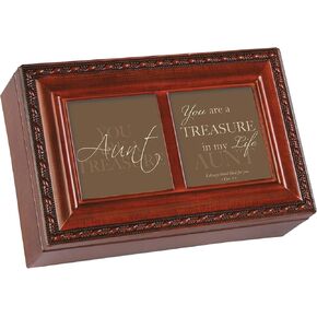 Cottage Garden Aunt Inspirational Woodgrain Rope Trim Petite Music Box Plays How Great Thou Art