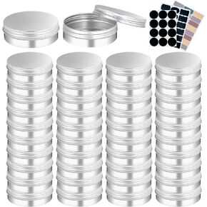 3 oz Tins 20 Pack Salve Tins Aluminum Metal Tins with Lids Empty 3oz Containers with Labels Round 3oz tins with Lids for Salve,Lotion Bars,Spices or Candles(Silver)