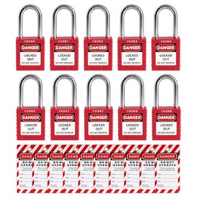 30 pcs Lockout Tagout Locks,2 Key Per Lock,Keyed Different, with 30 Lock Out Tag Out Tags,Red Loto Locks,Safety Padlock for Stations and Devices,Individual Lockout Tagout Kit