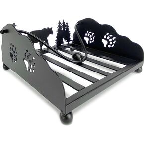 Rivers Edge Products Rustic Weighted Paper Napkin Holder for Table with Weighted Arm, Laser Cut Steel, Kitchen Decor, Rustic Home Decor, Funny Room Decor, Laser Cut Bear