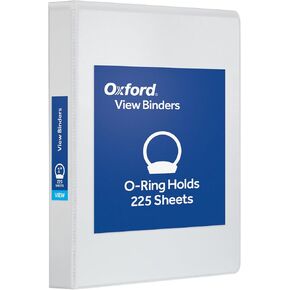 Oxford Ring Binders, 1.5" Round Ring Binders, View Binder, Covers on 3 Sides, XtraLife Hinge, Non-Stick, PVC-Free, White, 350 Sheet Capacity (1002547)