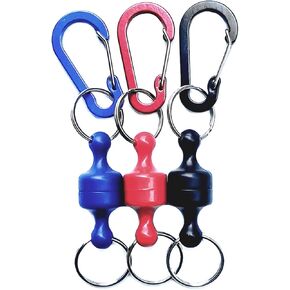 3pcs Super Strong Magnet Split Rings Keychain Hook Hangers Magnetic Net Release Holder/Refrigerator Magnets (Alloy_steel)