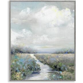 Stupell Industries Tranquil Flowers Blooming Meadow Path Puffy Clouds Framed Wall Art, Design By Sally Swatland