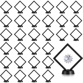 30Pcs 3D Floating Display Case, Transparent PE Film Jewelry Storage Box for Ring Earring Necklace Bracelet - Dustproof & Portable