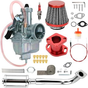 HIAORS VM22 26mm Carburetor Exhaust Muffler Stage 2 Kit for Predator 212 196cc 224cc Mini Bike Coleman CT200U BT200X Baja Warrior MB200 Axis M200 GX160 6.5hp OHV Engine KT196 Go Kart Performance Parts