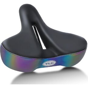 YLG Oversized Noseless Bike Seat for Men Women Comfort - Extra Large Noseless Padding Bicycle seat Suitable for City, Electric Bikes, Wide Bike Saddle Cushion