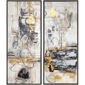 Life Scenes - 51 inch Abstract Art (Set of 2) - 21 inches wide by 2.5 inches deep