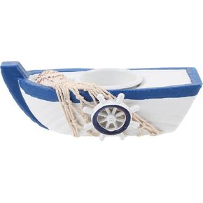 Abaodam Nautical Sailboat Candle Holder Coastal Beach Resin Boat Pillar Candle Holder Candlestick Mediterranean Tea Light Stand Bowl Candle Cup for Tabletop Centerpiece