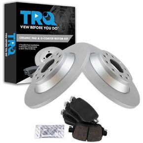 TRQ Rear Ceramic Disc Brake Pads & G-Coated Rotors Kit for Buick Chevy Pontiac