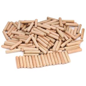 ZOENHOU 1000 PCS 3/8" x 1 1/2" Wooden Dowel Pins, Straight Dowel Rods Made of Hard Wood, Fluted Wood Dowel Plugs with Beveled Ends Tapered for Easy Insertion, Accessory Kit for Woodworking Furniture