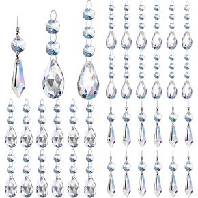 36 Pcs Crystal Christmas Ornaments Clear Glass Hanging Crystals for Centerpieces Crystal Christmas Tree Decorations Chandelier Crystal Garland Strands Ornament for Xmas Tree Window Home Decor