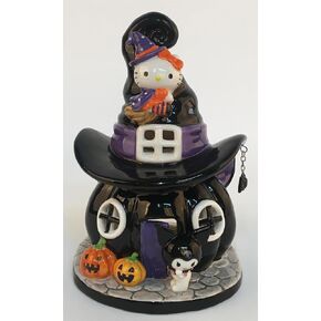 Blue Sky Clayworks Hello Kitty and Friends Jack-o-Lantern Candle Holder, 7.25-inch Height, Halloween Decoration, 23568