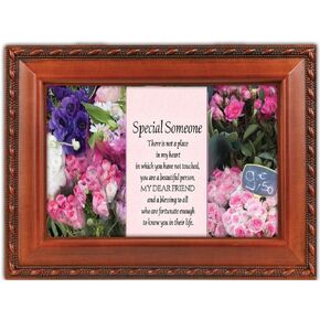 Cottage Garden Special Someone Beautiful Person Woodgrain Rope Trim Jewelry Music Box Plays Friend in Jesus