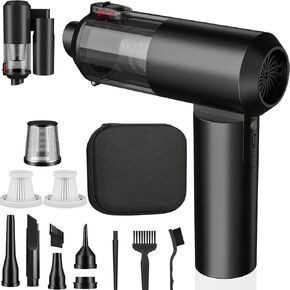 Car Vacuum Cleaner, Airify-Pro-Vac Handheld Vacuum 16000Pa High Power, Compressed Air Duster with Brushless Motor 4-in-1 Cordless Foldable Vacuum Cleaner for Car, Office and Home Cleaning