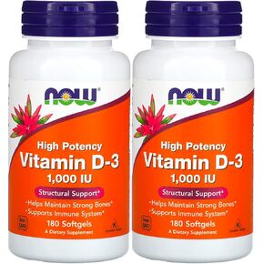 Now Foods - Vitamin D3-1000iu (180 softgels) 2 PACK