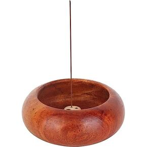 Mini Incense Holder, 6cm Wooden Round Incense Stick Holder Bowl Ash Catcher(Rosewood)