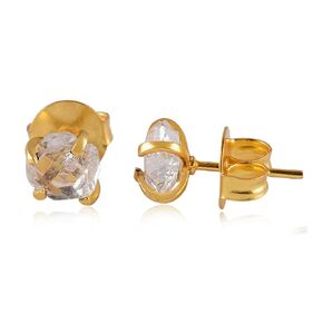Raw Turquoise Gold Stud Earrings For Women Natural Blue Raw Gemstone Dainty Pair, Birthstone Energy Healing Crystals Jewelry in 14K Gold Plating Flat Back Stud Earrings