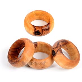 4 Napkin Rings Handcrafted from Olive Wood Set of 4 Wooden Napkin Rings in Saudi Arabia