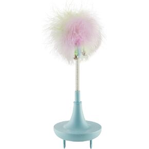 Catstages Scratch N' Hunt Puzzle with Spring Toy Bundle, Corrugated Scratcher with Three Balls and Removable Cat Toy, Blue