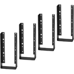4 PCS Concealed-Flange Black Joist Hanger for 4 x 10 Post ,14 Gauge Steel Hidden Mount Joist Hanger, Powder Coated
