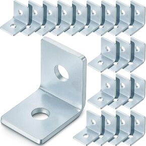 Tandefio 20 Pack 2 Hole L Shaped 90 Degree Angle Connector Bracket Fit for 1/2" Bolt in 1-5/8" Strut Channel, Thickness 4.8mm, Steel Surface Electrogalvanized