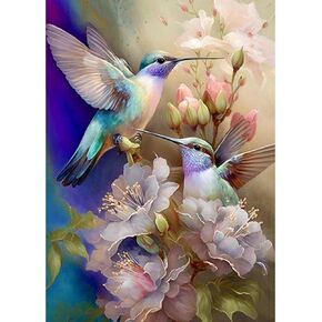 PFFNGPEN Diamond Art Painting Hummingbird Kits for Adults,DIY Bird Diamond Art Kits for Beginners 5D Round Full Drill for Home Wall Decoration Gift 12×16inch