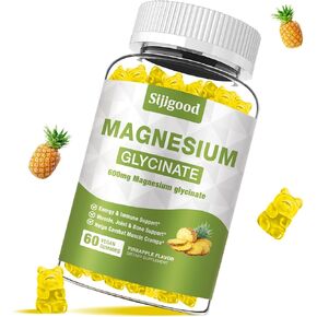 2 Pack High Absorption Magnesium Glycinate Gummies 600 mg Per Serving, Magnesium Glycinate Supplements for Muscle, Bone and Sleep - 120 Pineapple Flavored Gummies