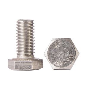YIIFLYM10 x 25mm Hex Head Screw Bolt, 304 Stainless Steel(A2-70), Bright Finish, Fully Threaded, Hexagon Head Bolts, Quantity 10