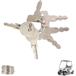 Golf Cart Keys Set - Ignition Keys for EZGO 1982-up, Replacement Keys for Club Car, OEM# 17063-G1 17063G1, Yamaha PTV 10+ Code 8002 for JU6-H2511-10, ELI80-0287 with Keychain (6PCS)