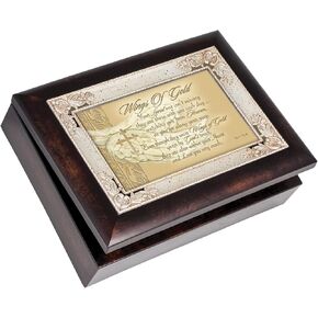 Cottage Garden Wings of Gold Loved One Watching Burlwood Jewelry Music Box Plays Wind Beneath My Wings