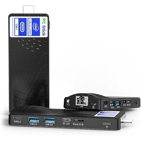 Mini PC Stick Pro Celeron J4125 8GB/256GB, Micro Computer with USB PD3.0 and 4K HDMI, Gigabit Ethernet, WiFi 6.0, BT 5.2 - Ideal for Business, Office, Media, and Home Use
